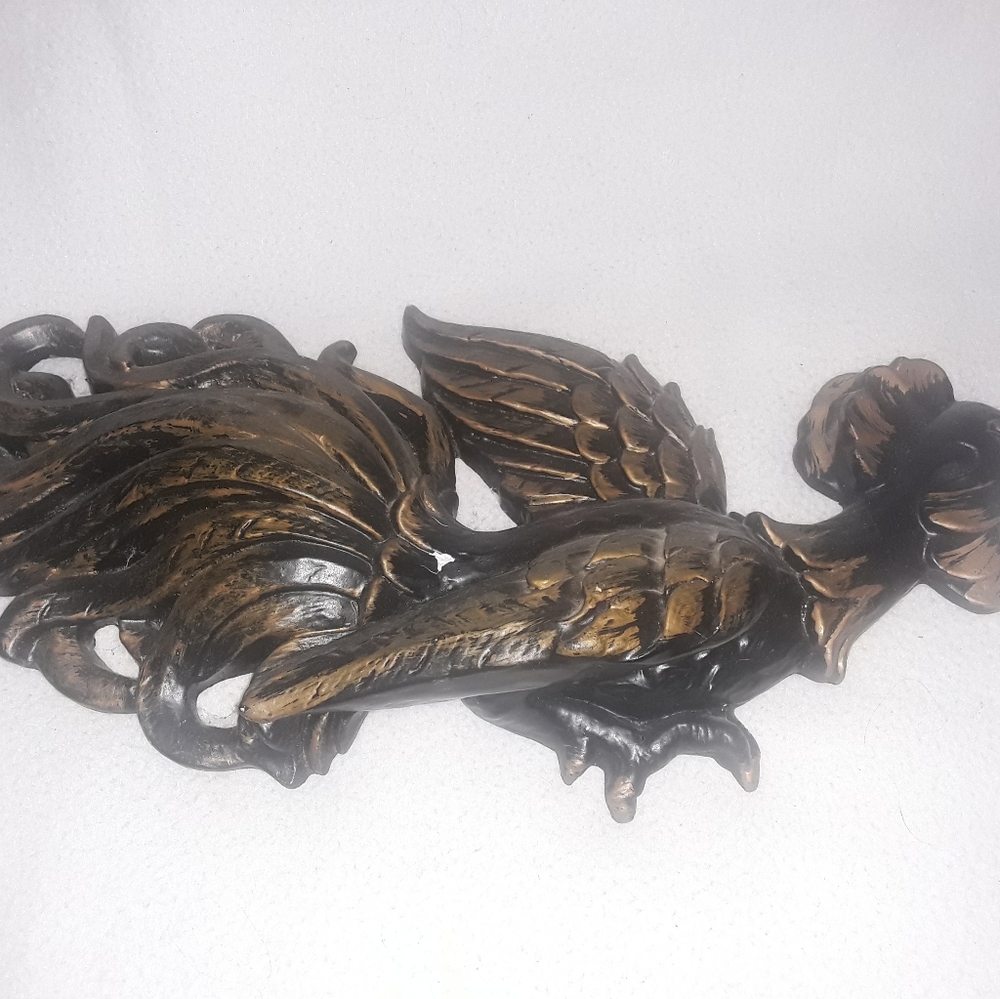 Chalkware Art Rooster Phoenix Bird Of Paradise Plaque Wall Decor MCM Retro